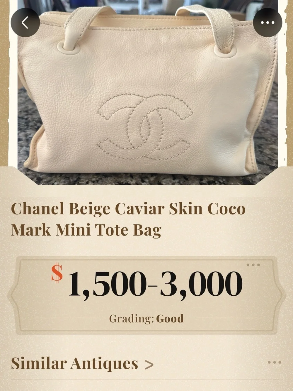 CHANEL Cream Leather Double C Stitch Tote~Vintage